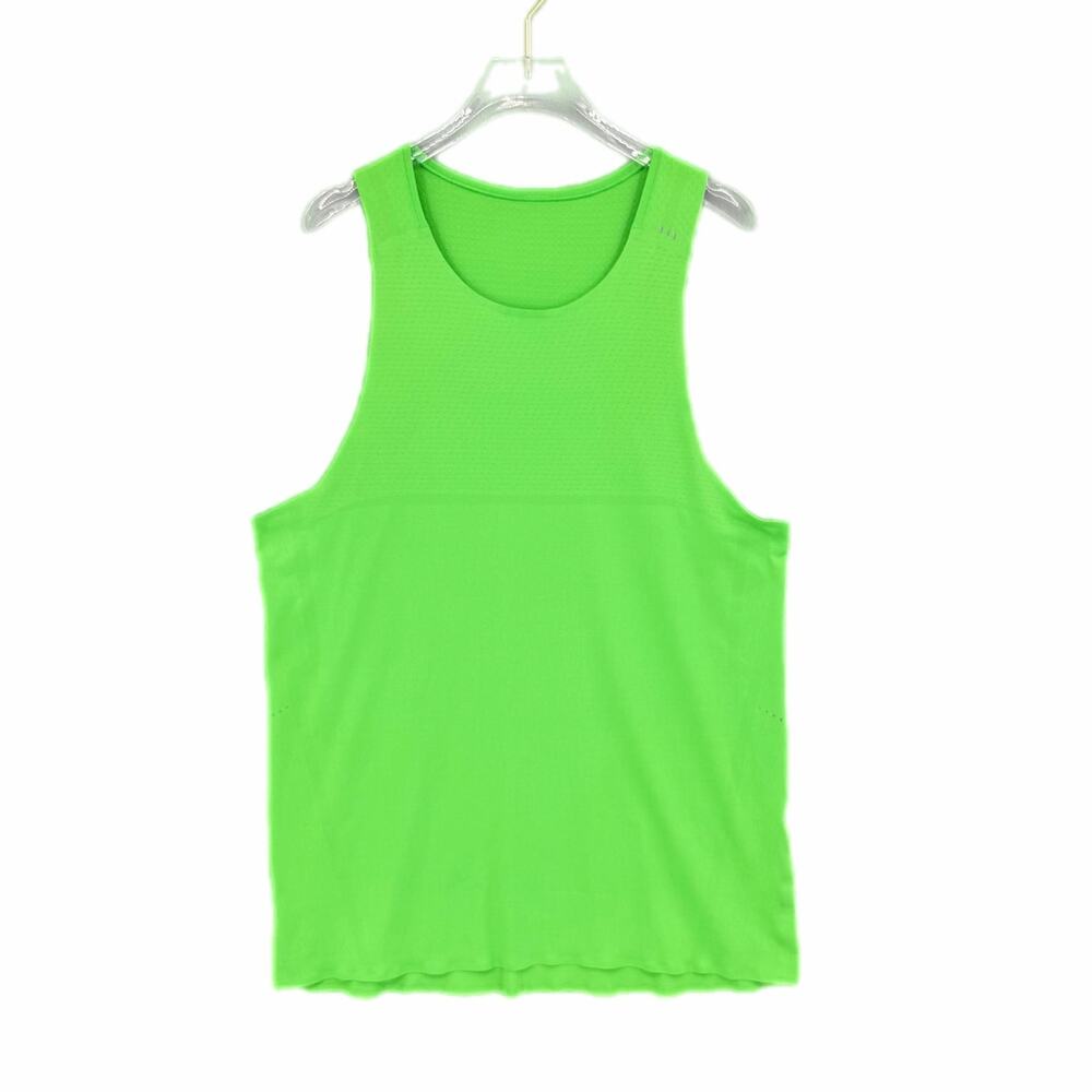 Lululemon Men's Lime Green Fast and Free Singlet Gym Workout Running Tank Top